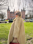Vintage white mink fur coat made from genuine full mink pelts