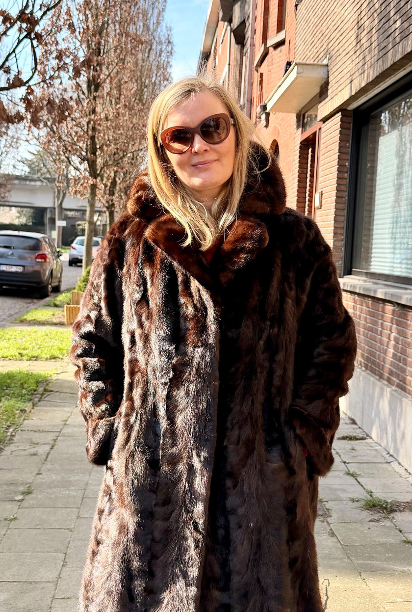 Brown Mink Fur Coat – M-XL