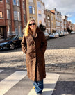 Brown Long Lamb l Fur Coat - M-L