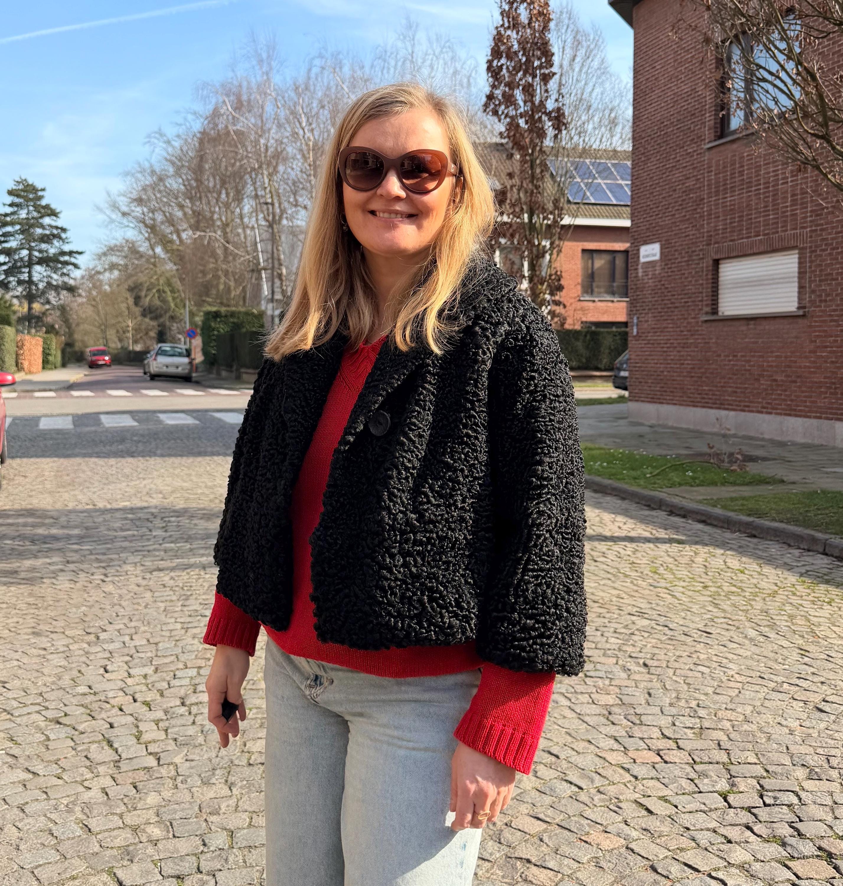 Short Lamb Fur Jacket - S-M
