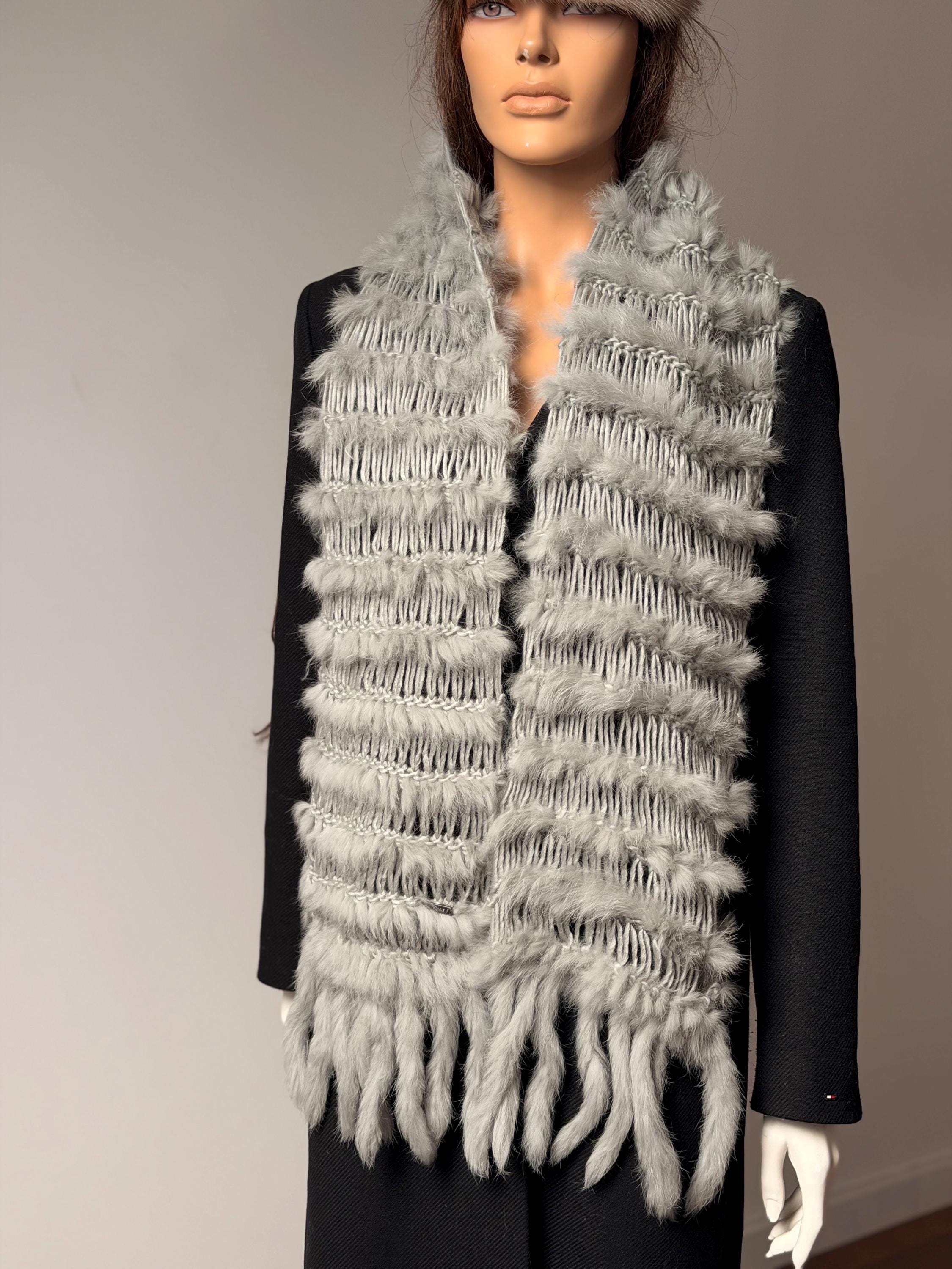 Grey Rabbit Fur Scarf