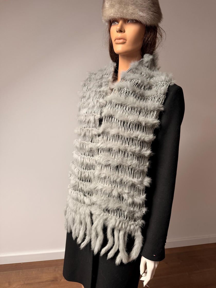 Grey Rabbit Fur Scarf