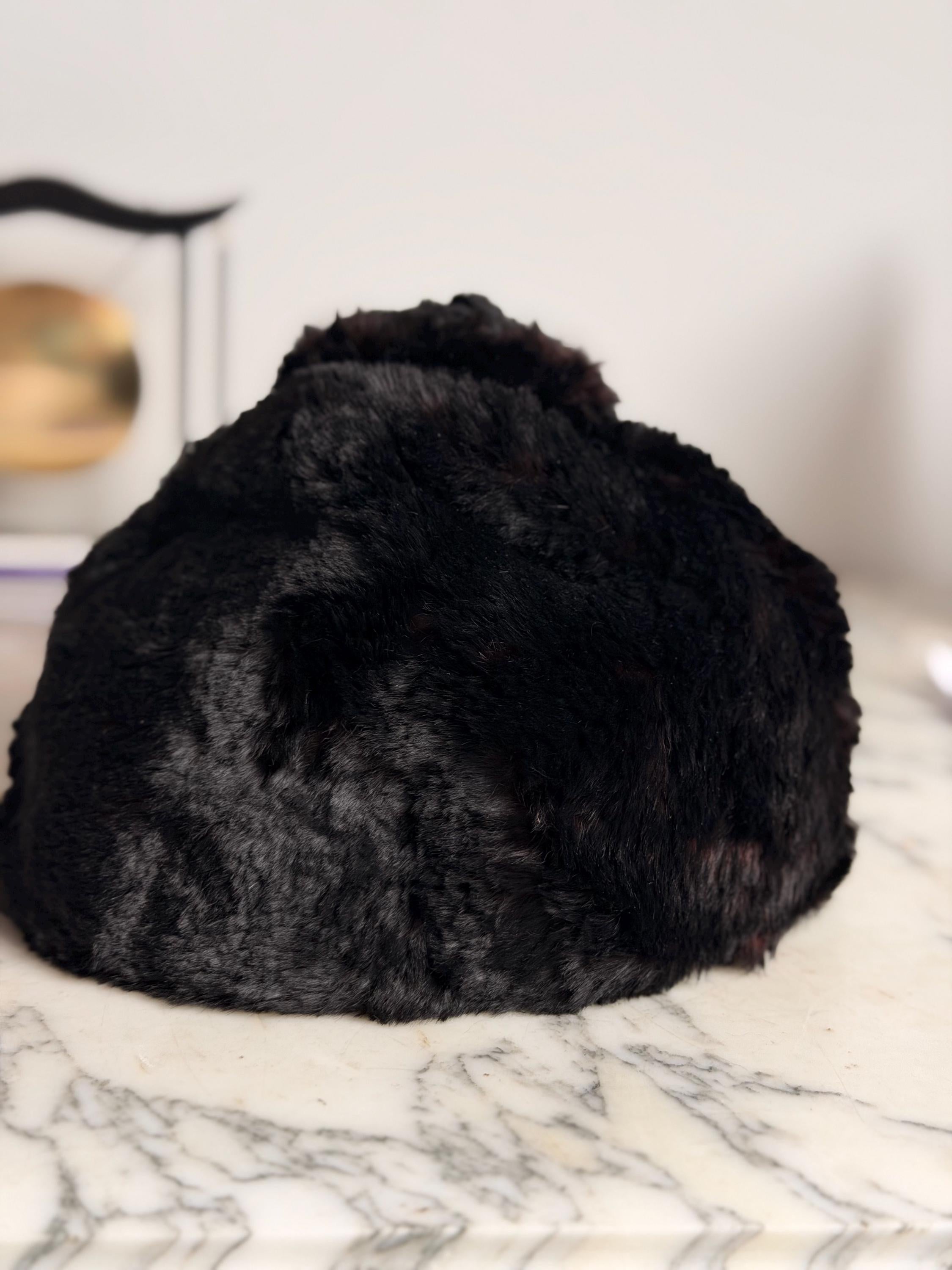 Black Rabbit Fur Hat