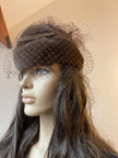 Brown Velour Pillbox Hat
