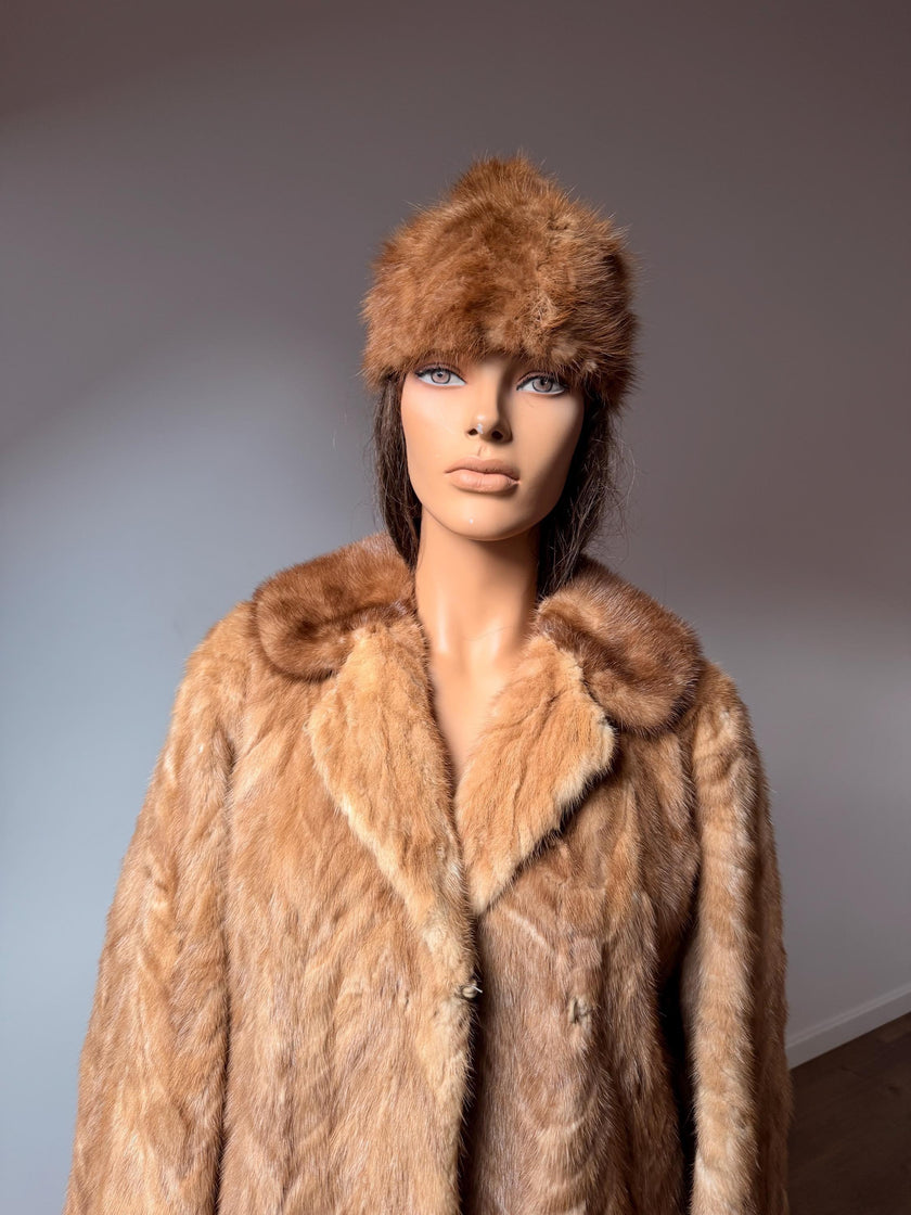 Pastel Mink Fur Hat with Pompom