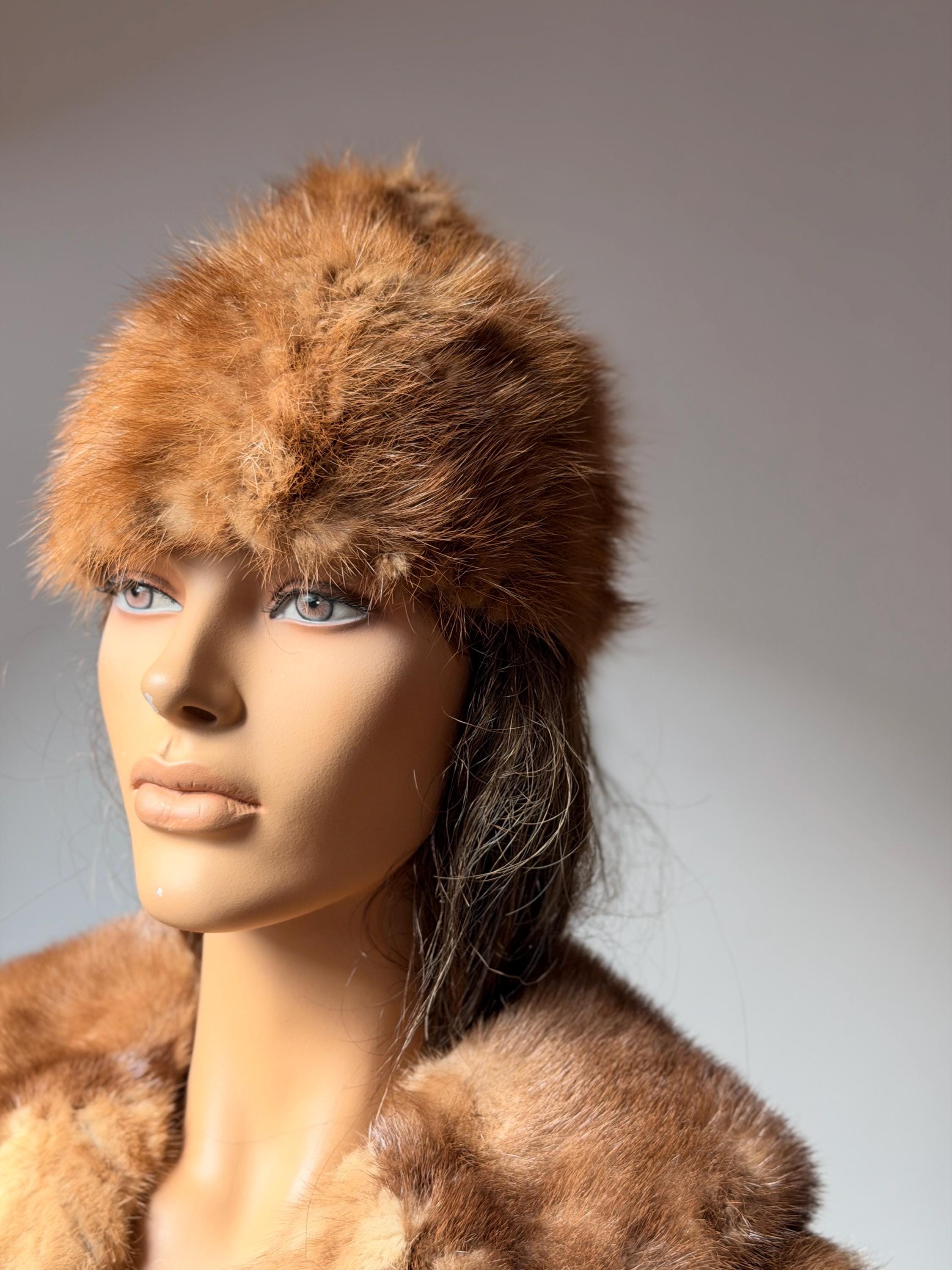 Pastel Mink Fur Hat with Pompom