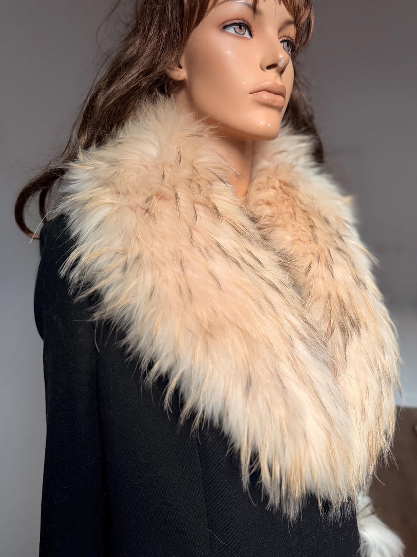 Set White Raccoon Fur Collar & Pockets