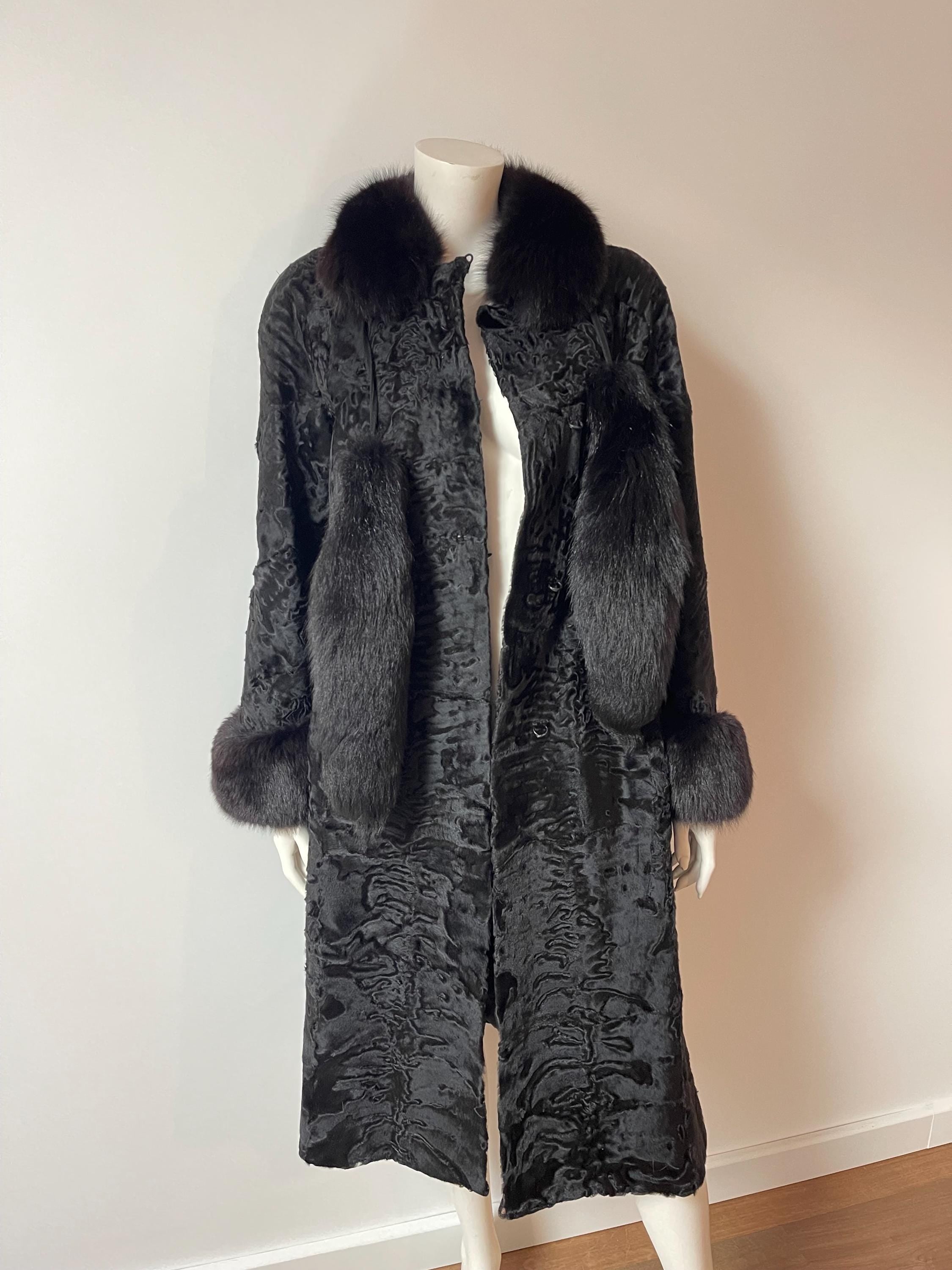 Black Swakara Fur Coat - M–L