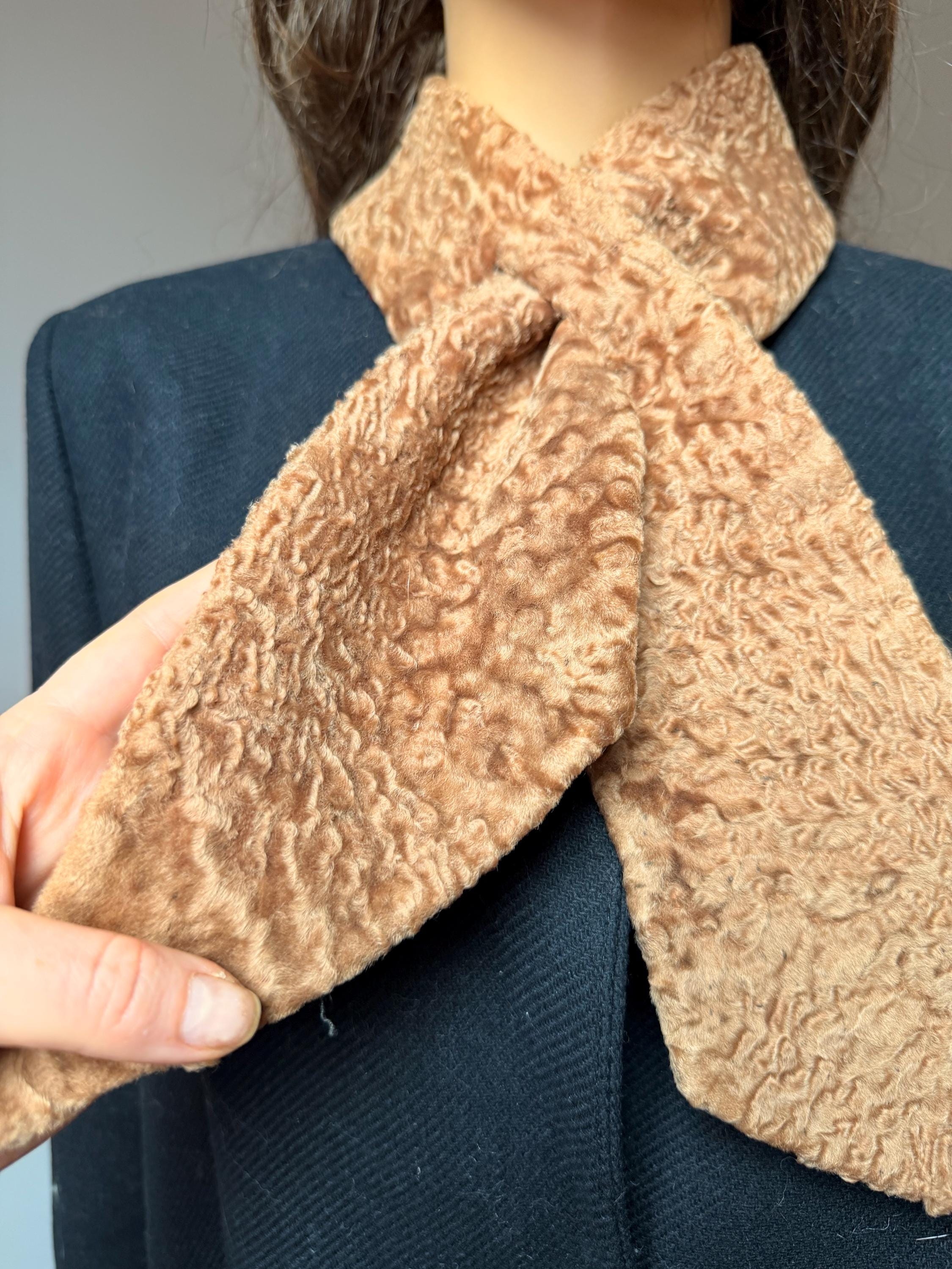 Beige Karakul Fur Scarf