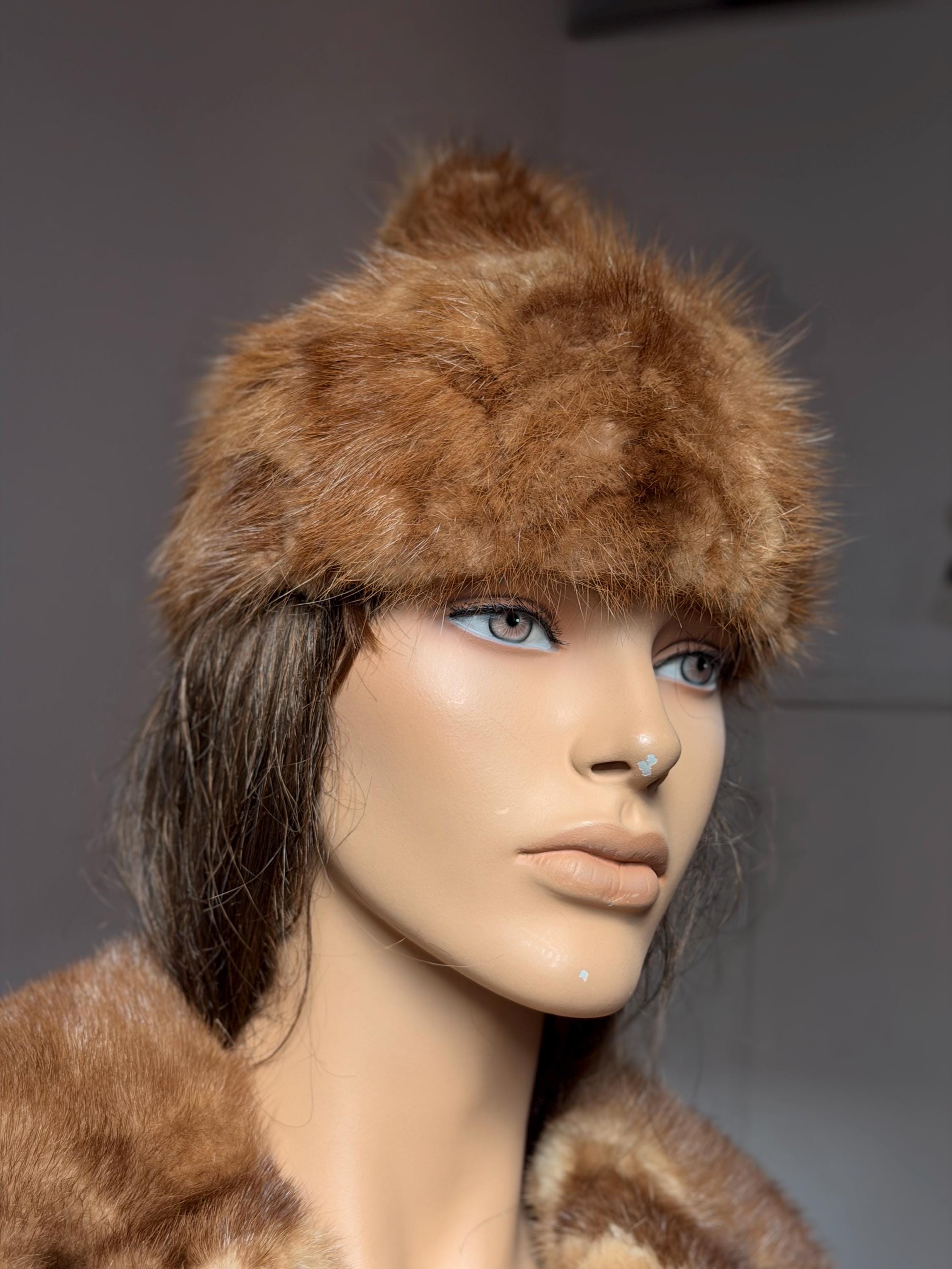 Pastel Mink Fur Hat with Pompom