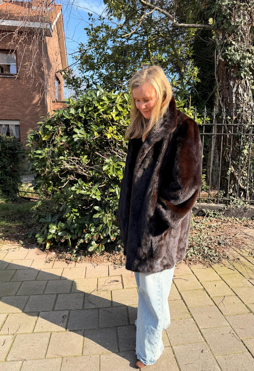 Brown Mink Fur Coat – L-XL