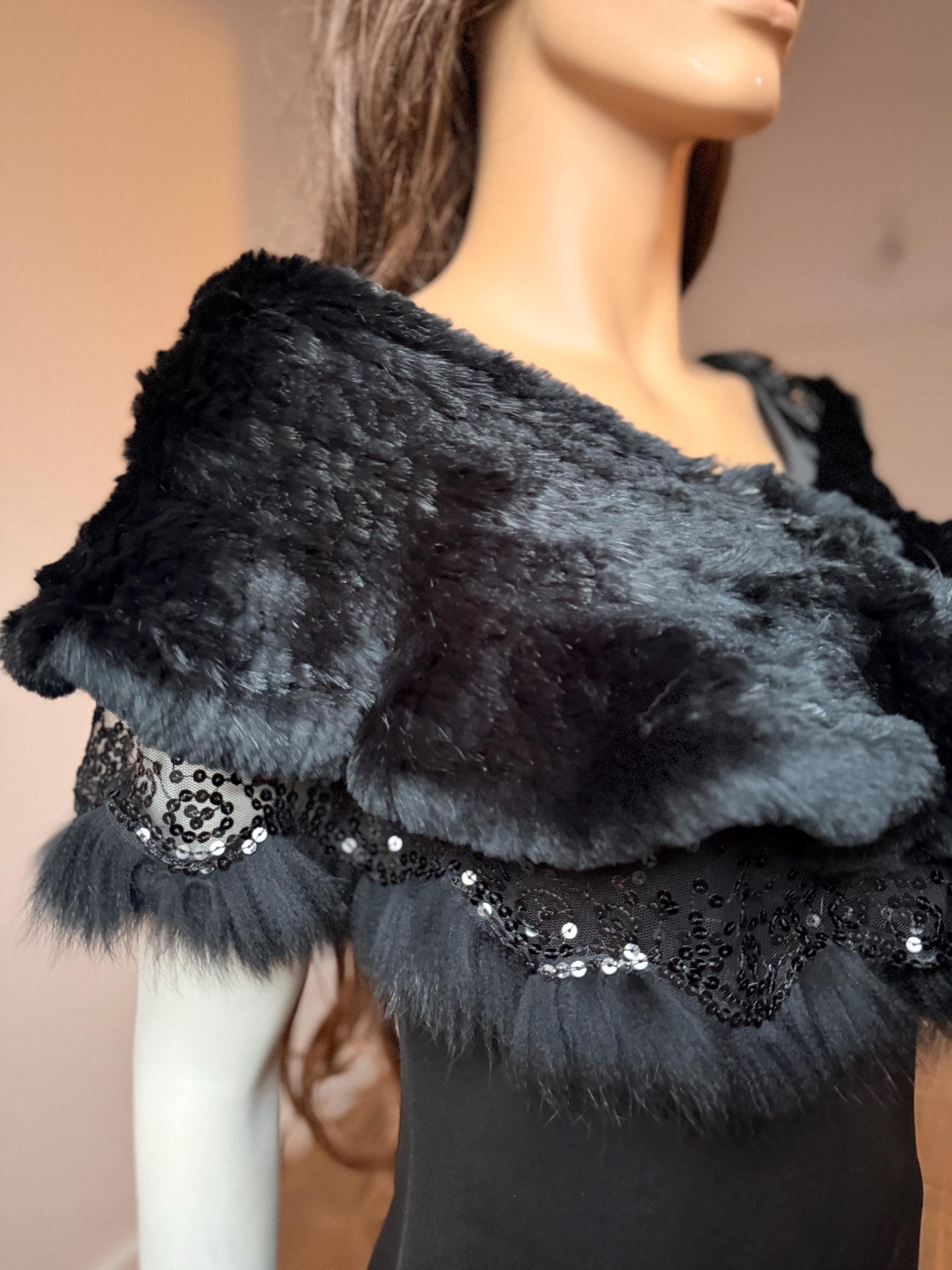 Black Rabbit Fur Stole