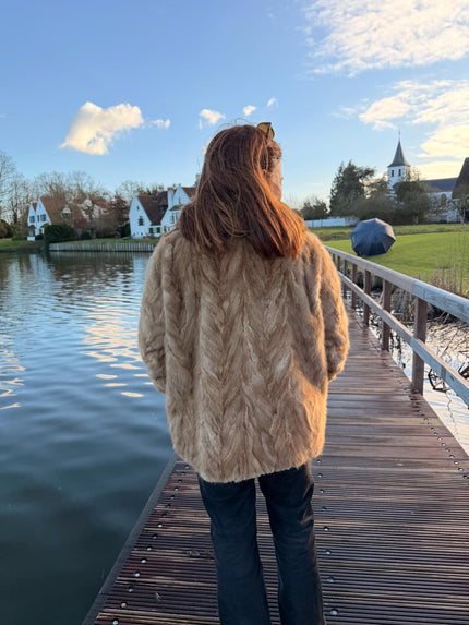 Beige Mink Fur Jacket - M–L