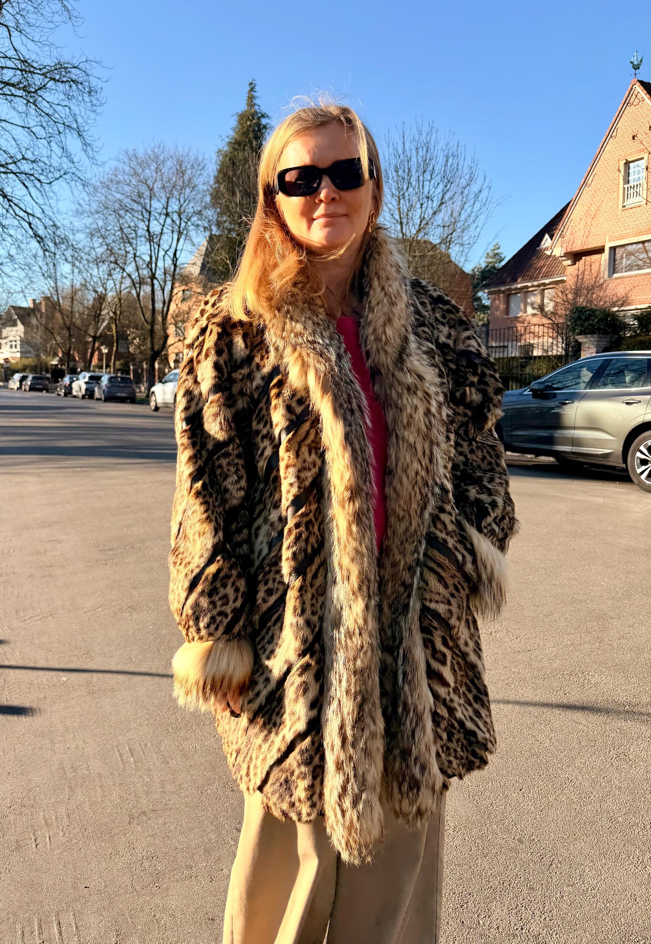 Leopard Print Fur Jacket L-2X
