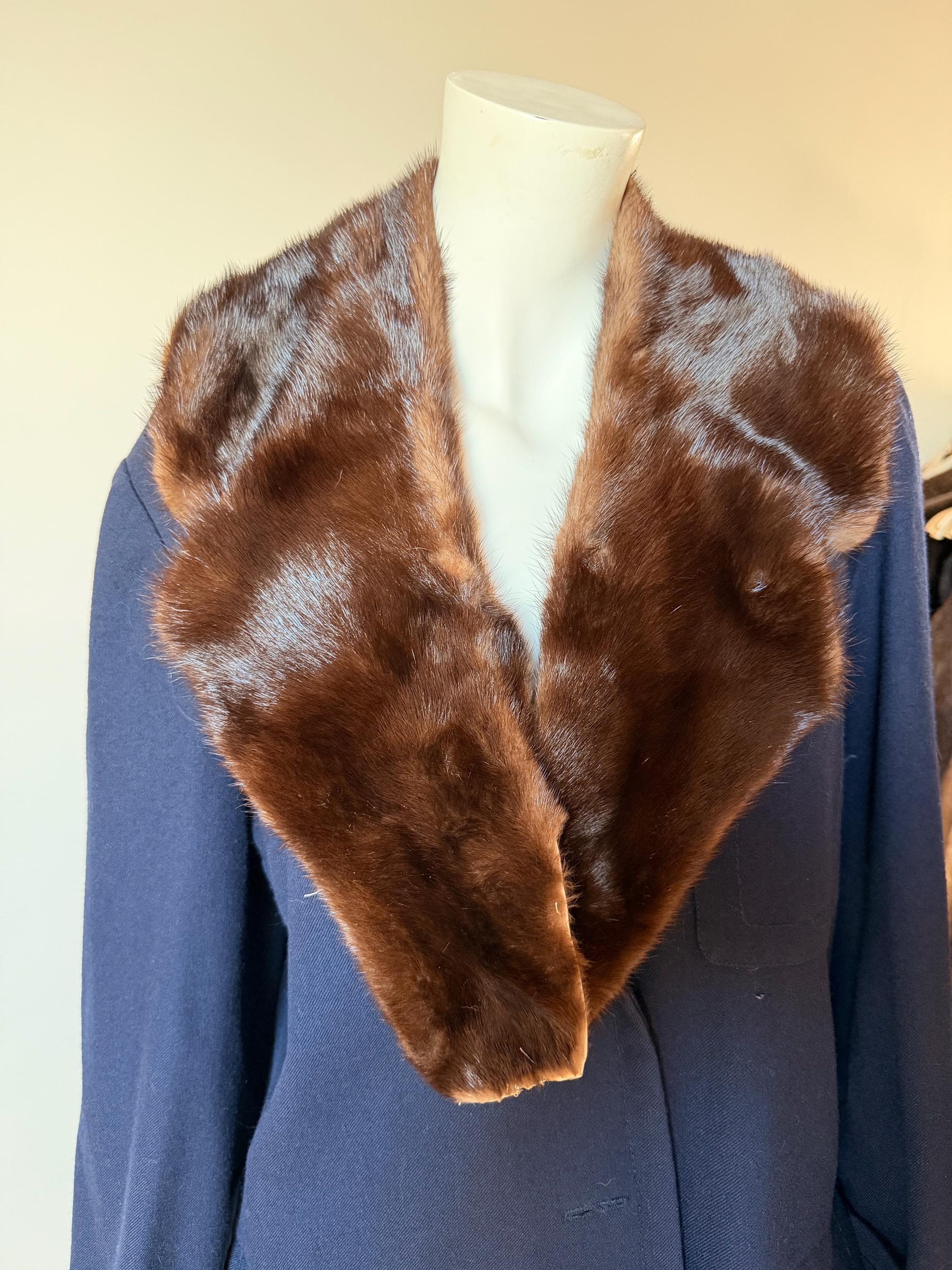 1980s brown mink fur collar made from genuine mink fur