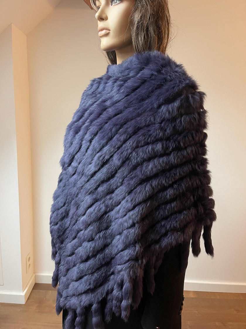 Rabbit Fur Poncho Wrap