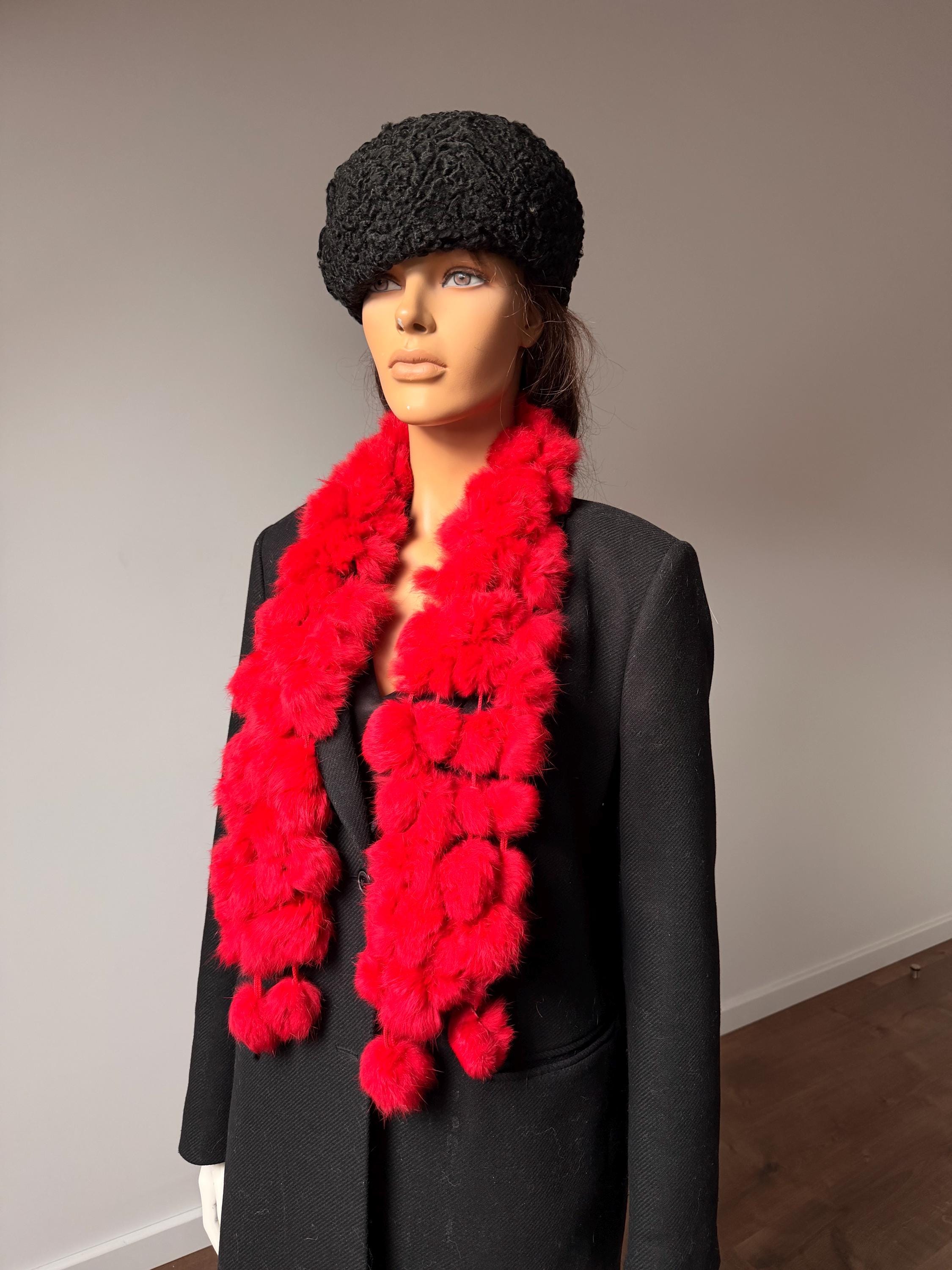 Red Rabbit Fur Scarf
