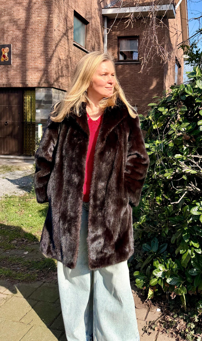 Brown Mink Fur Coat – L-XL