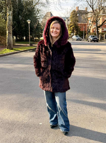 Bordeaux Rabbit Fur Jacket - S-M