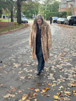 Long Beige Mink Fur Coat - L-XL