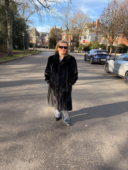 Black Mink Fur Coat - L-XL