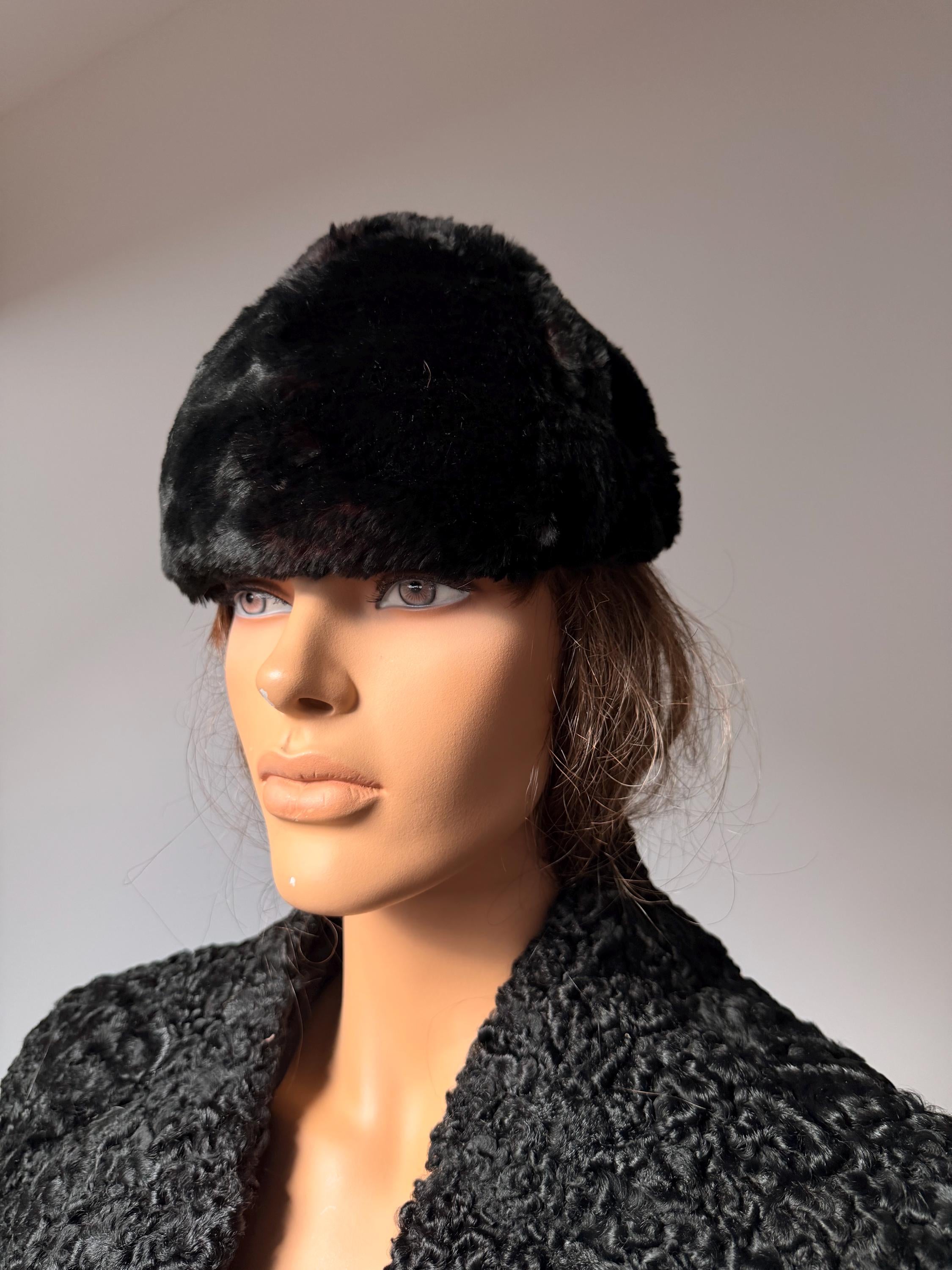 Black Rabbit Fur Hat