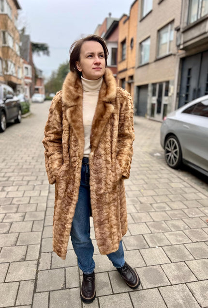 Beige Mink Fur Coat - L-XL
