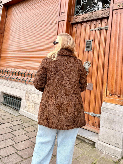 Brown Lamb Fur Jacket - M-L