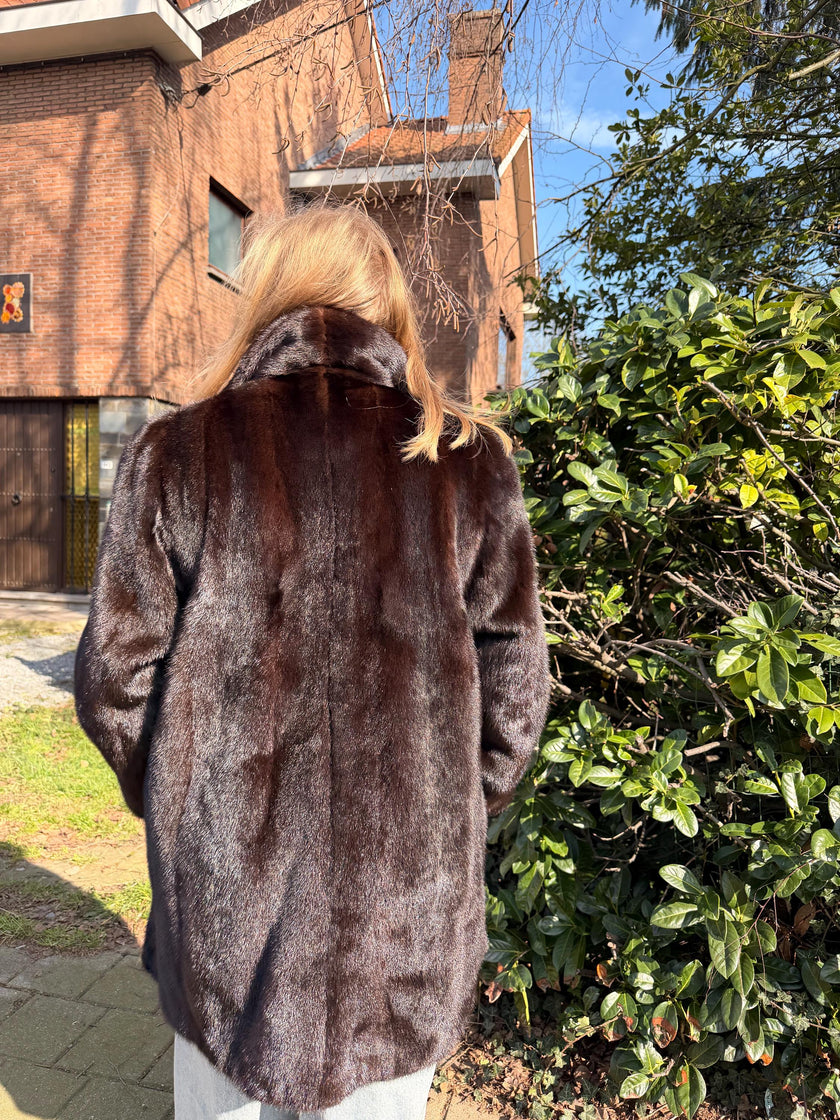 Brown Mink Fur Coat – L-XL