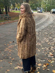 Long Beige Mink Fur Coat - L-XL
