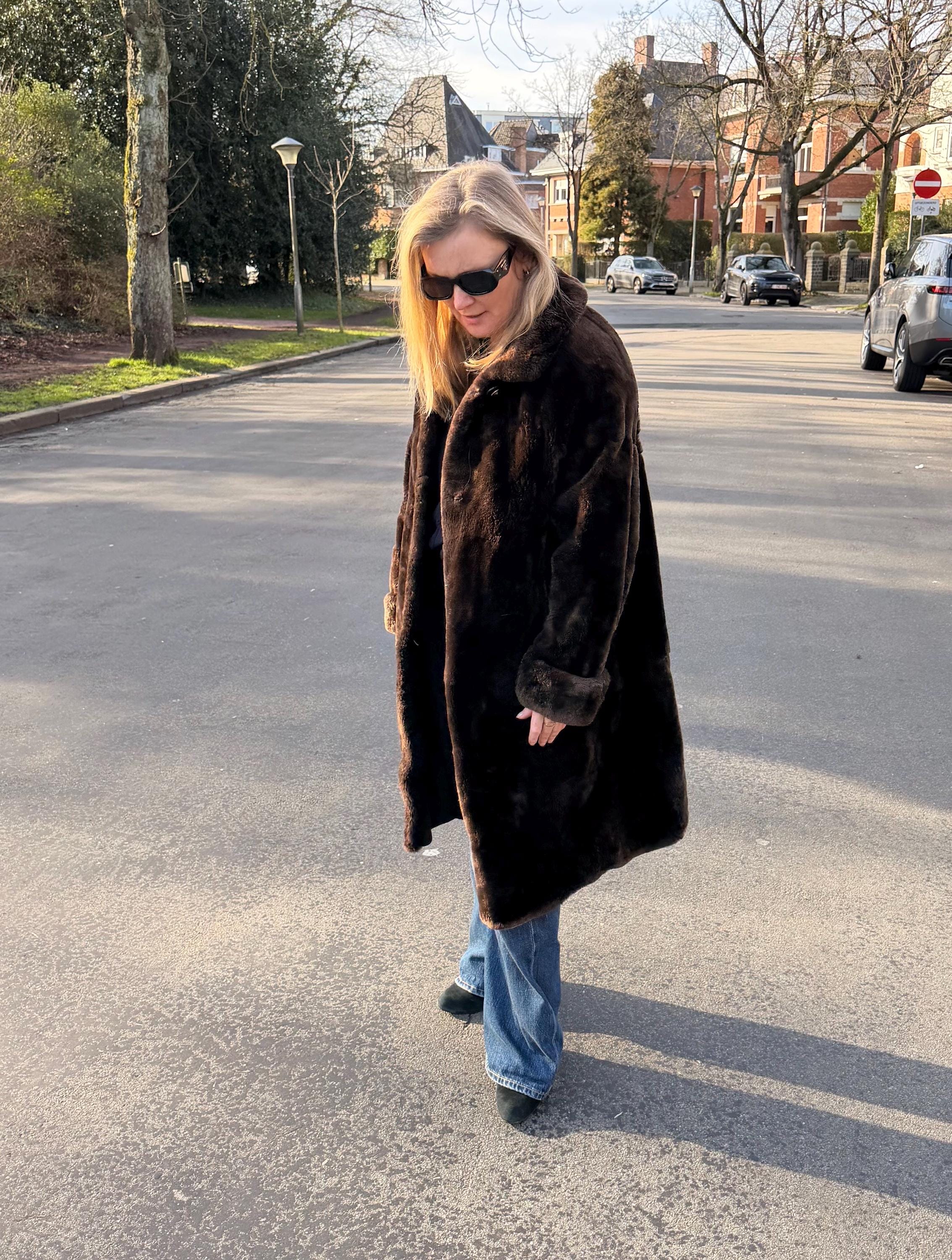 Sheared Beaver Fur Coat  - L-XL