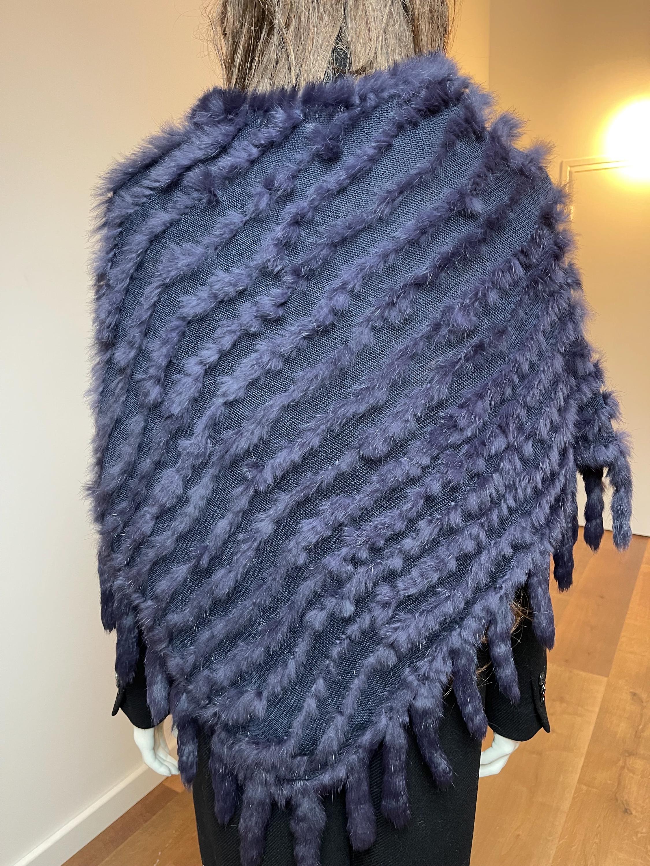 Rabbit Fur Poncho Wrap