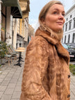 Golgen Mink Fur Coat with buttons - M