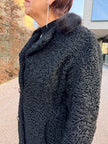 Black Lamb & Mink Fur Coat – S-M