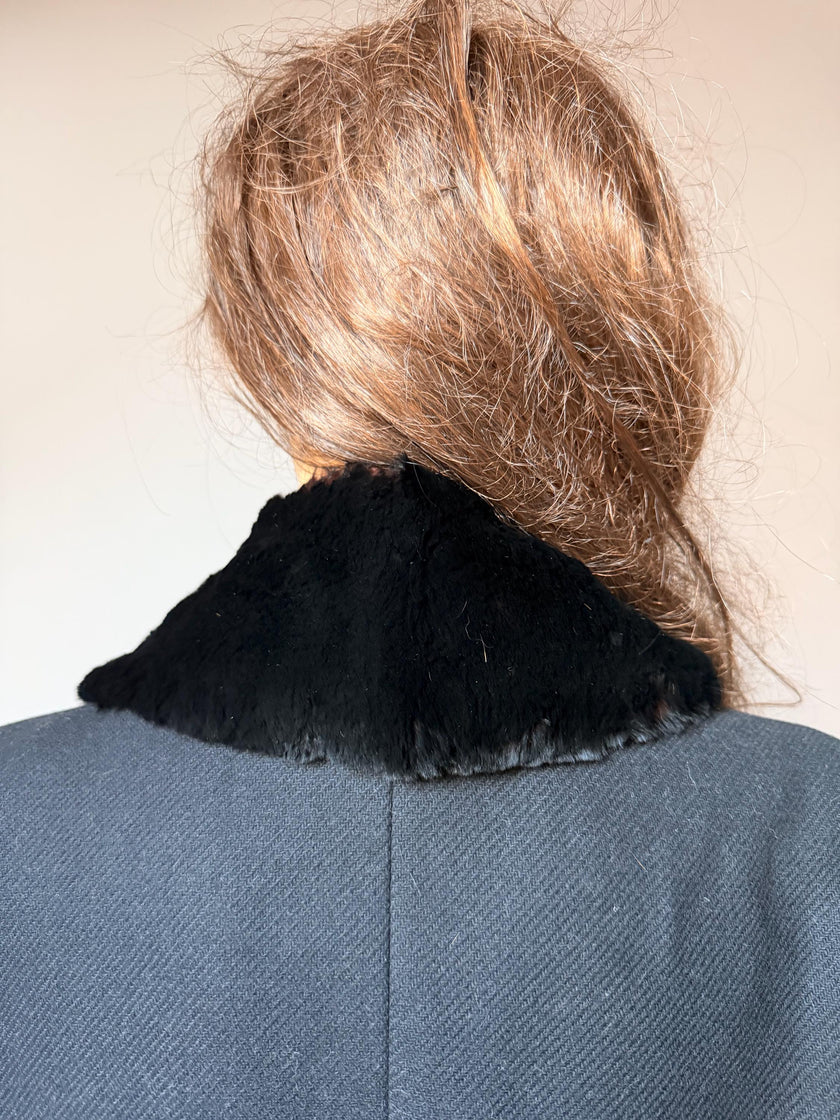 Black Sheepskin Fur Collar
