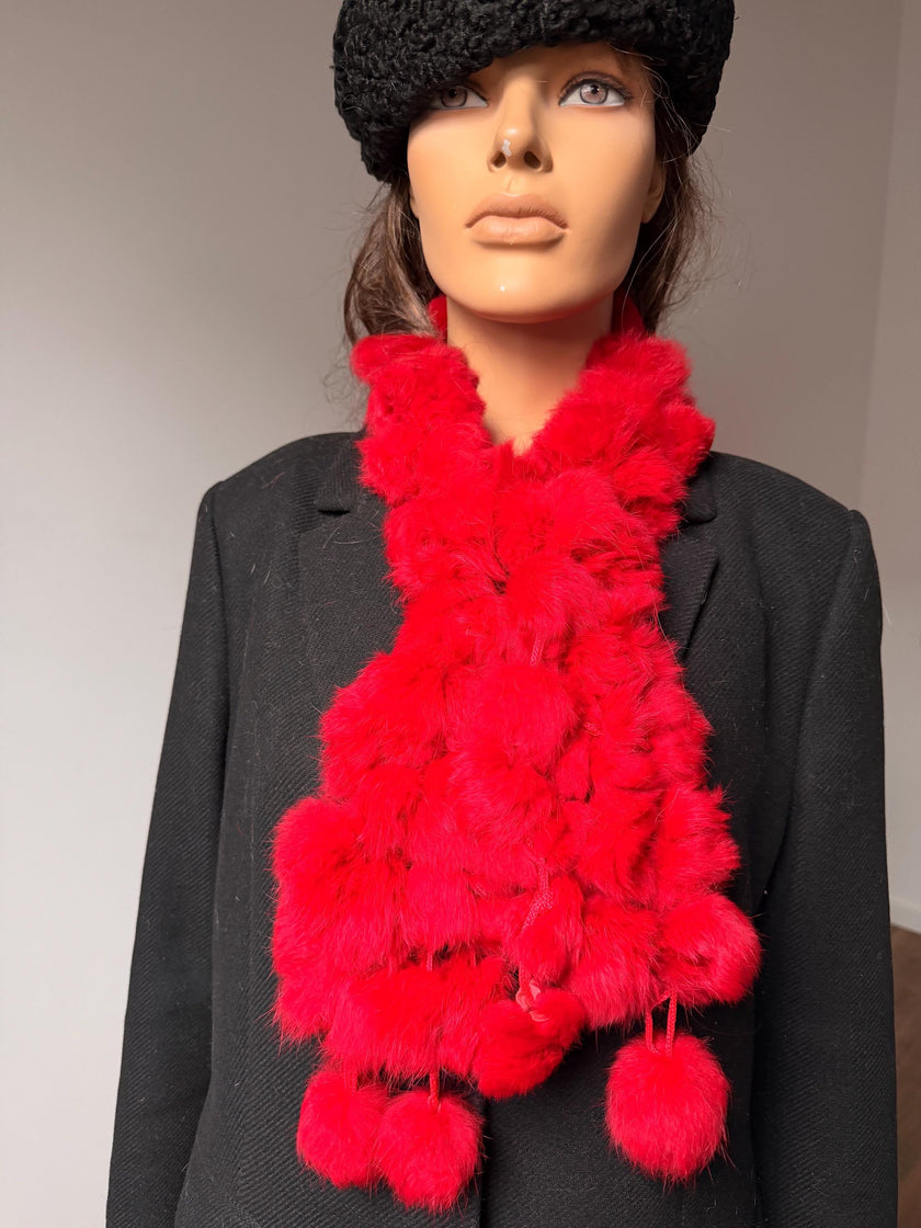 Red Rabbit Fur Scarf