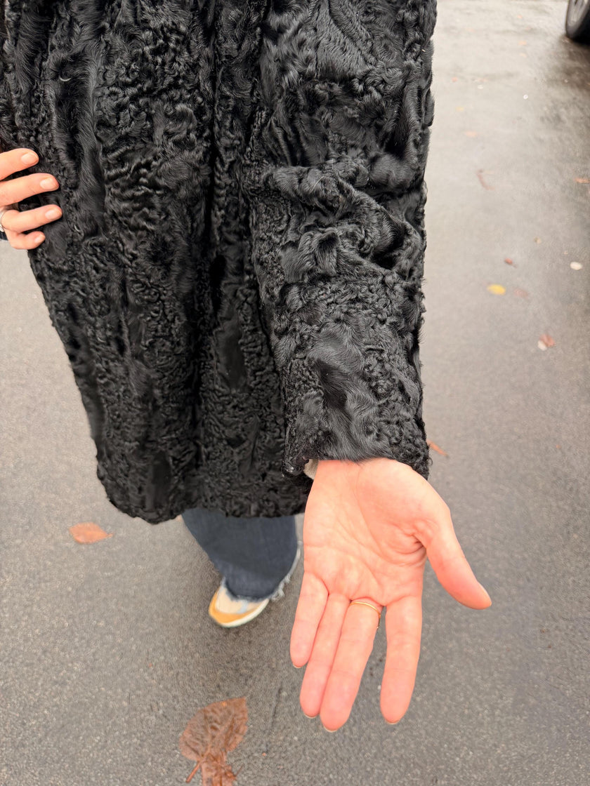 Black Lamb Fur Jacket – S