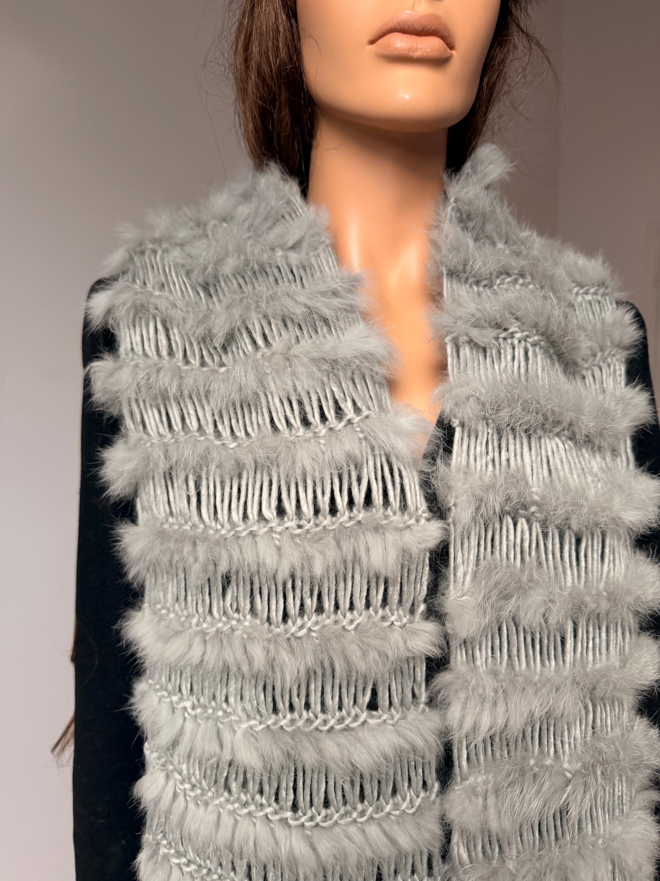 Grey Rabbit Fur Scarf