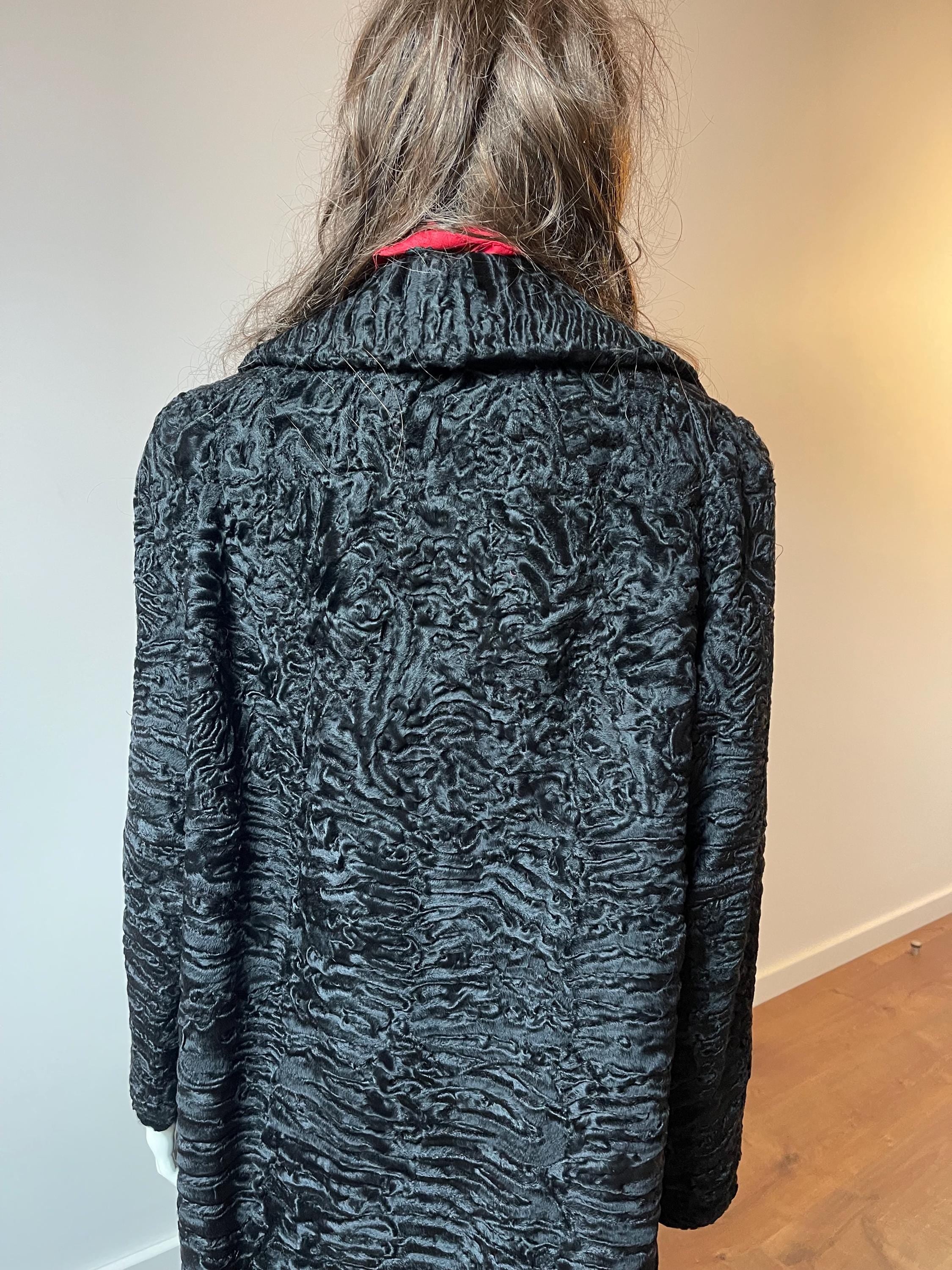 Black Lamb Fur Coat - XL - 2X