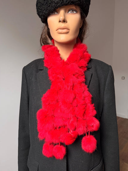 Red Rabbit Fur Scarf
