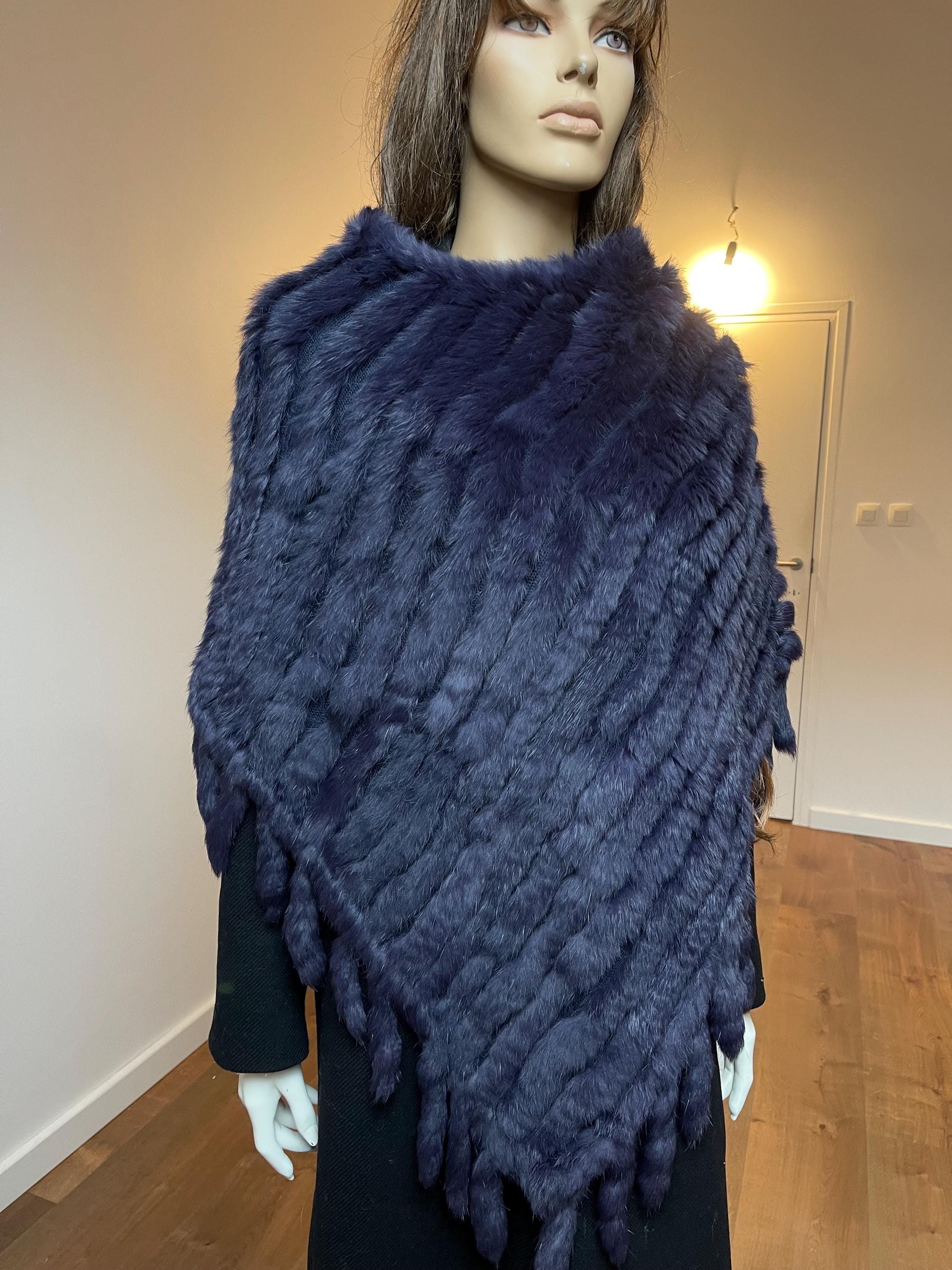 Rabbit Fur Poncho Wrap
