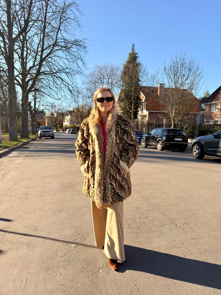 Leopard Print Fur Jacket L-2X