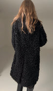 Black Curly Lamb Fur Coat -  M–L