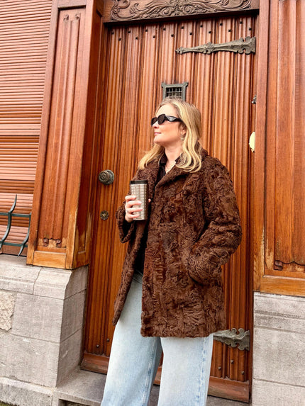 Brown Lamb Fur Jacket - M-L