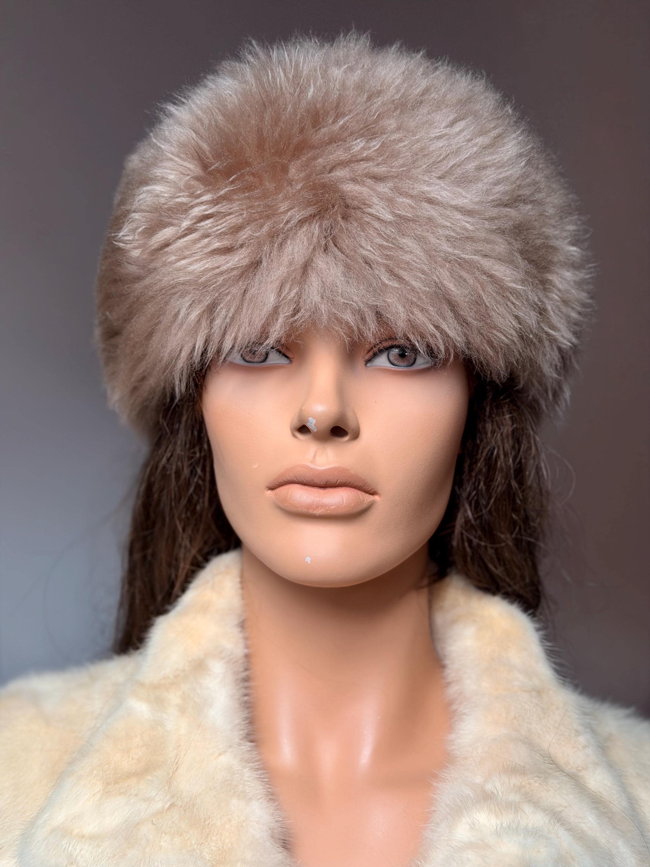 Beige Lamb Fur Hat