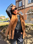 Luxury golden mink fur vest made from genuine mink fur