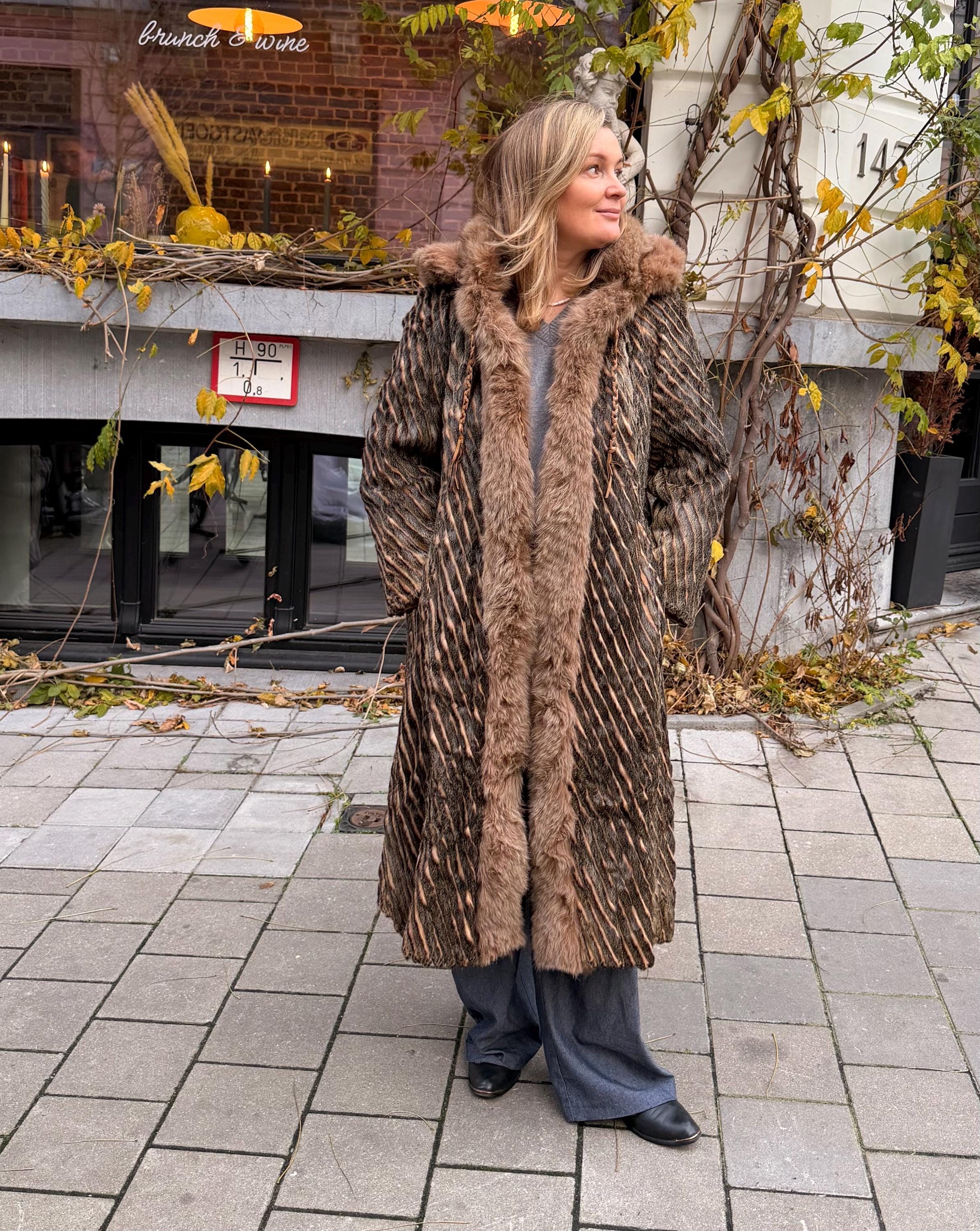 Long Fur Coat with Hood