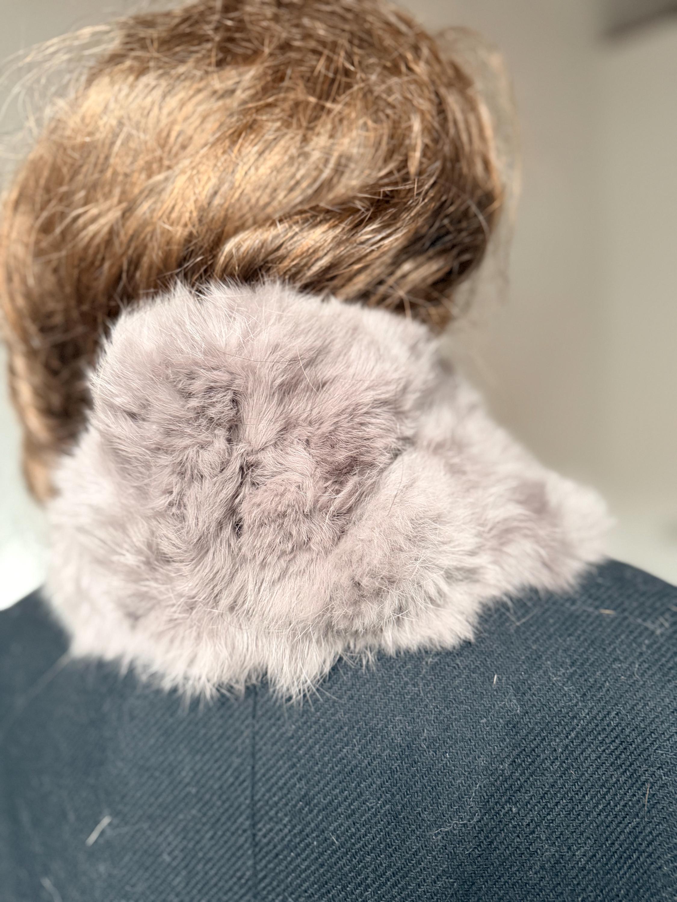 Grey Rabbit Fur Collar
