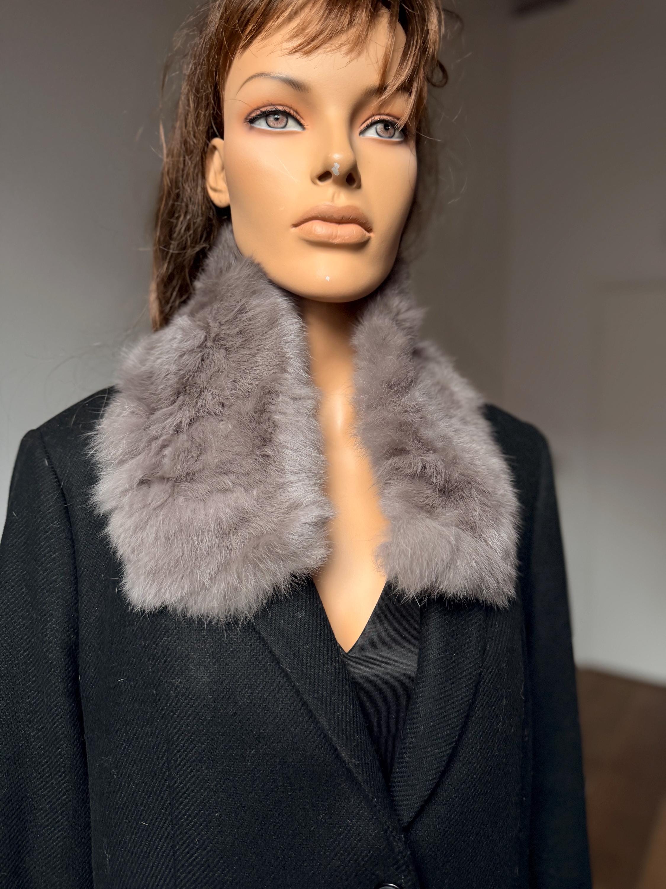 Grey Rabbit Fur Collar
