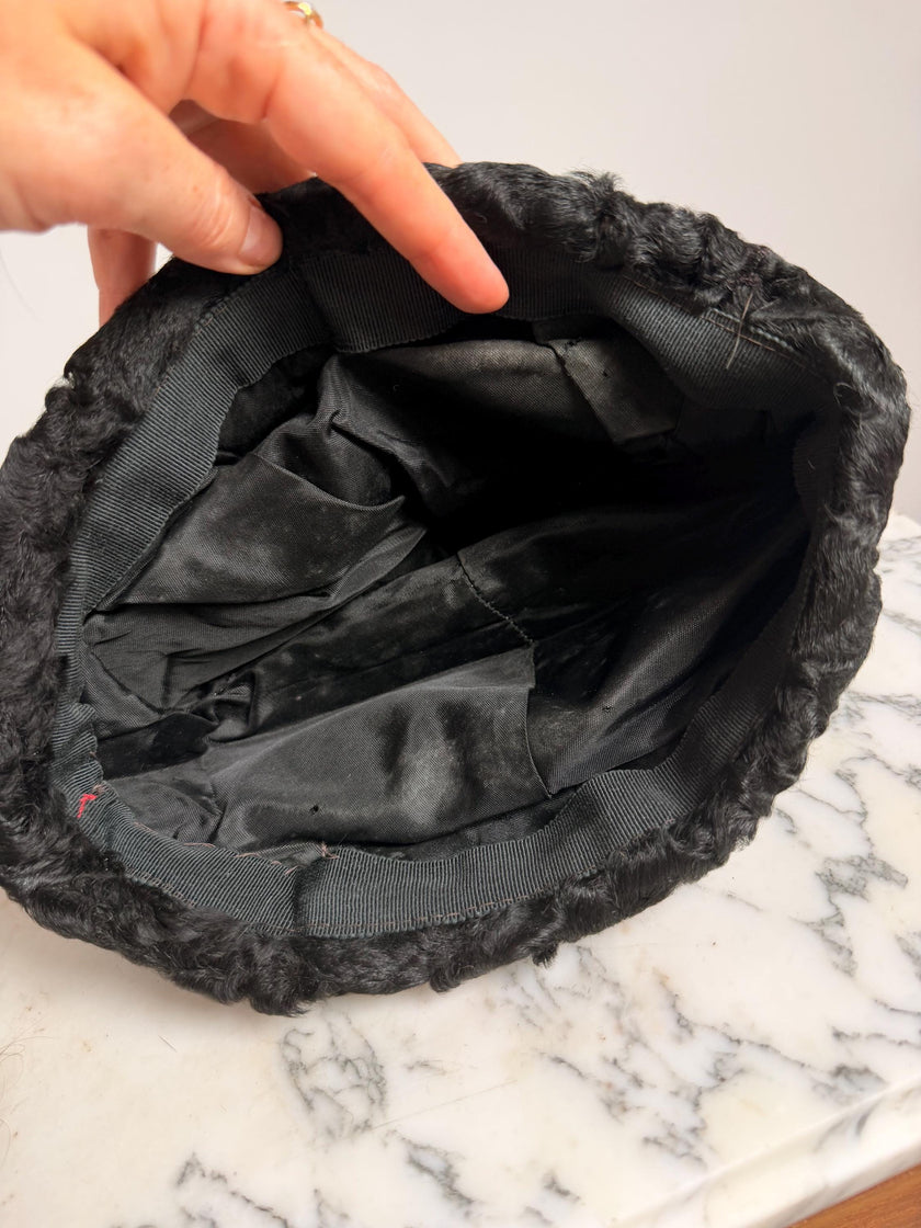 Black Astrakhan Fur Beret